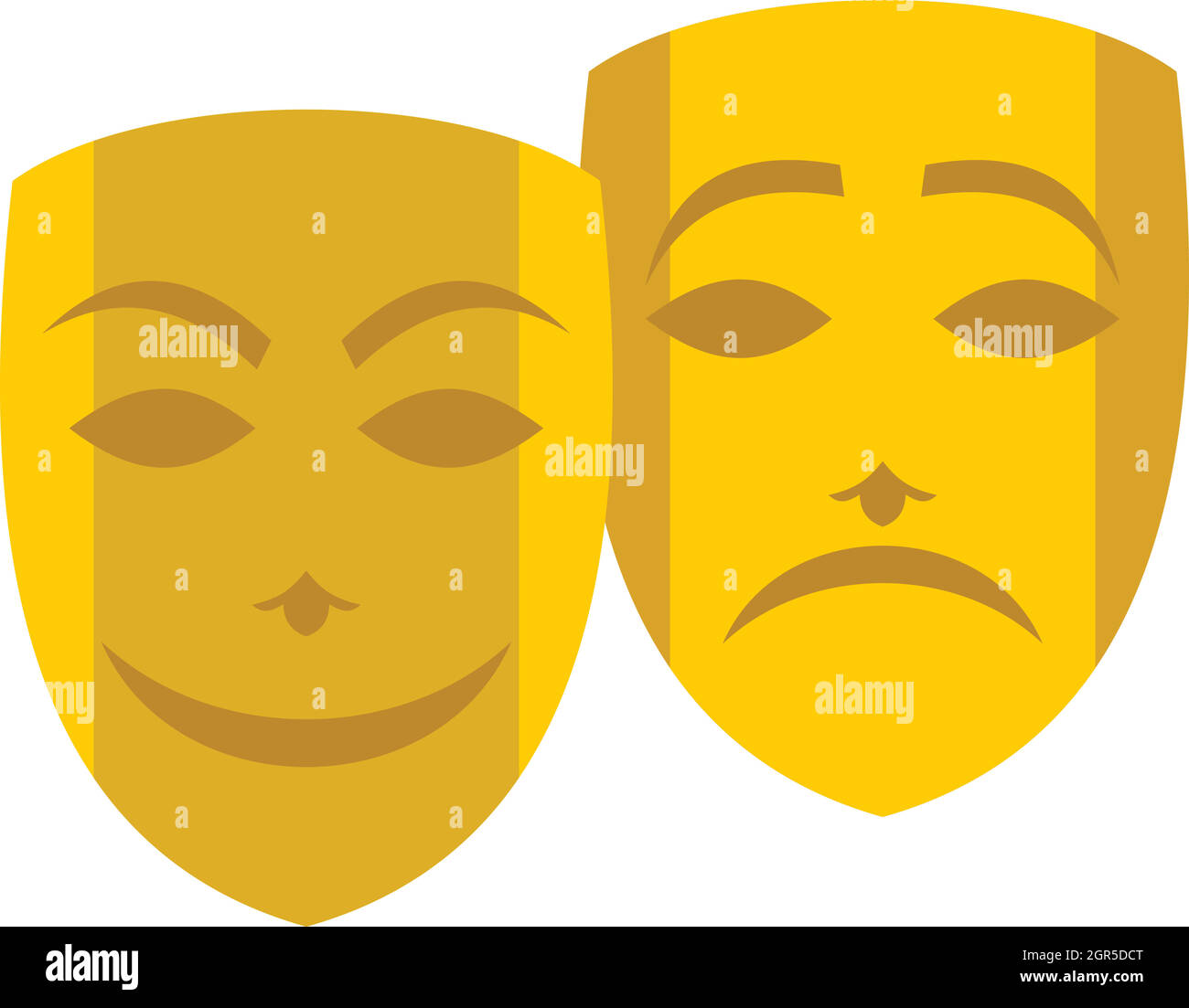 Gold Komödie und Tragödie Theater Masken Symbol Stock Vektor