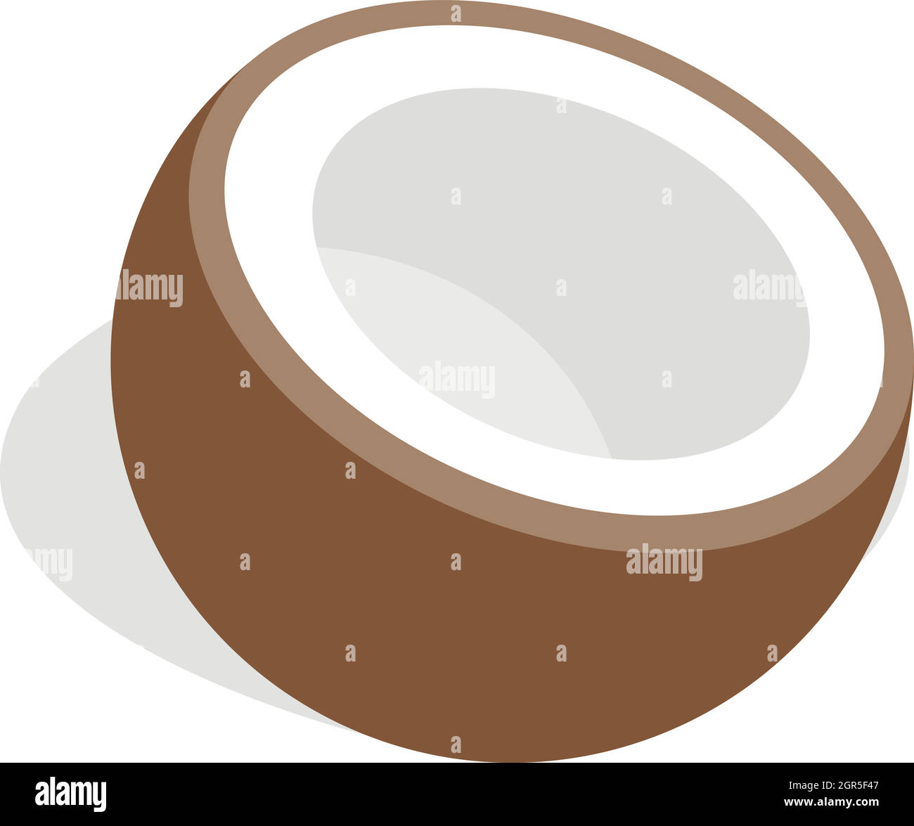 Die Hälfte der Kokosnuss Symbol, isometrische 3D-Stil Stock Vektor