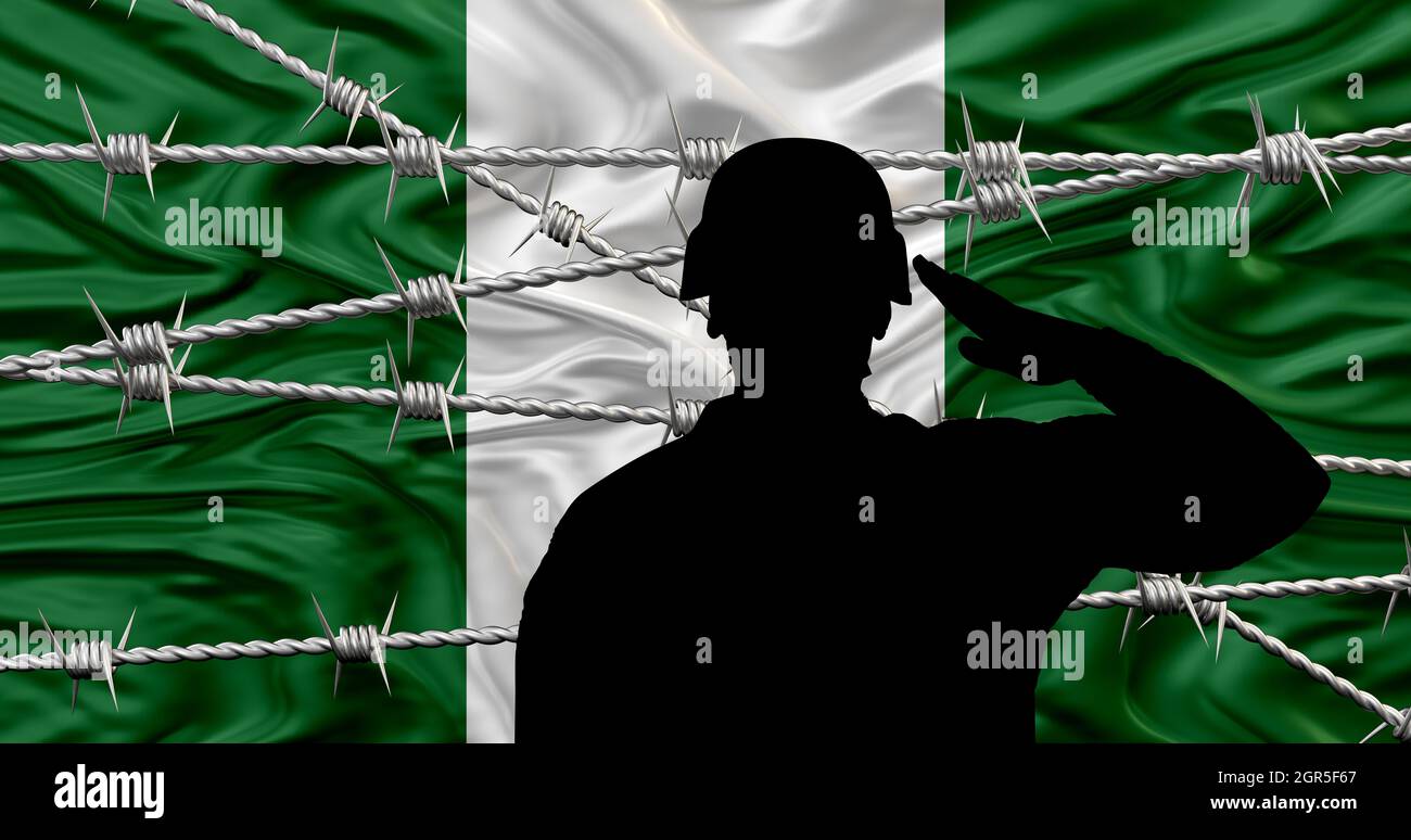 Nigeria Flagge und militärisches Konzept Stockfoto
