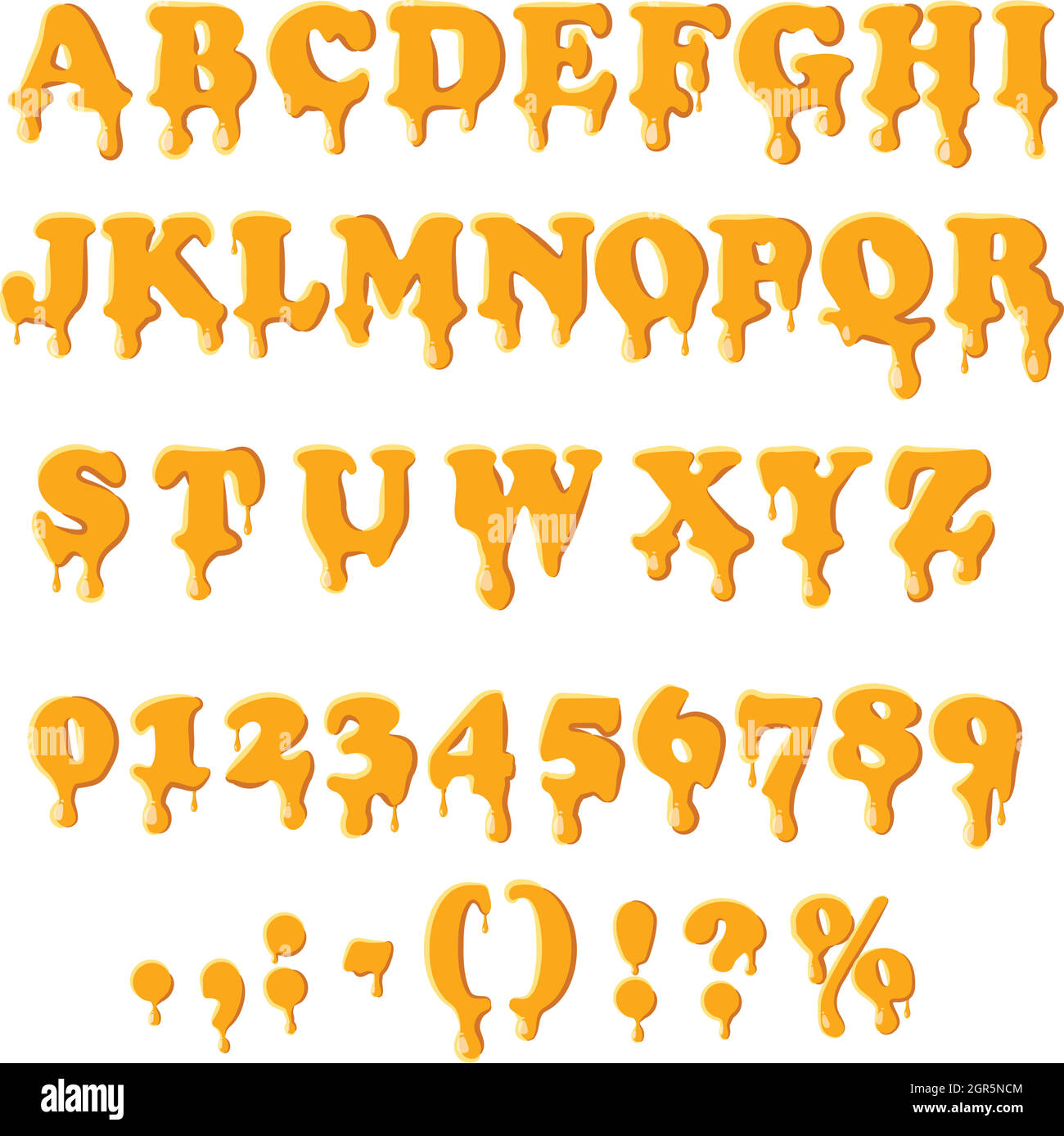 Caramel Alphabet auf weißem Hintergrund. Stock Vektor