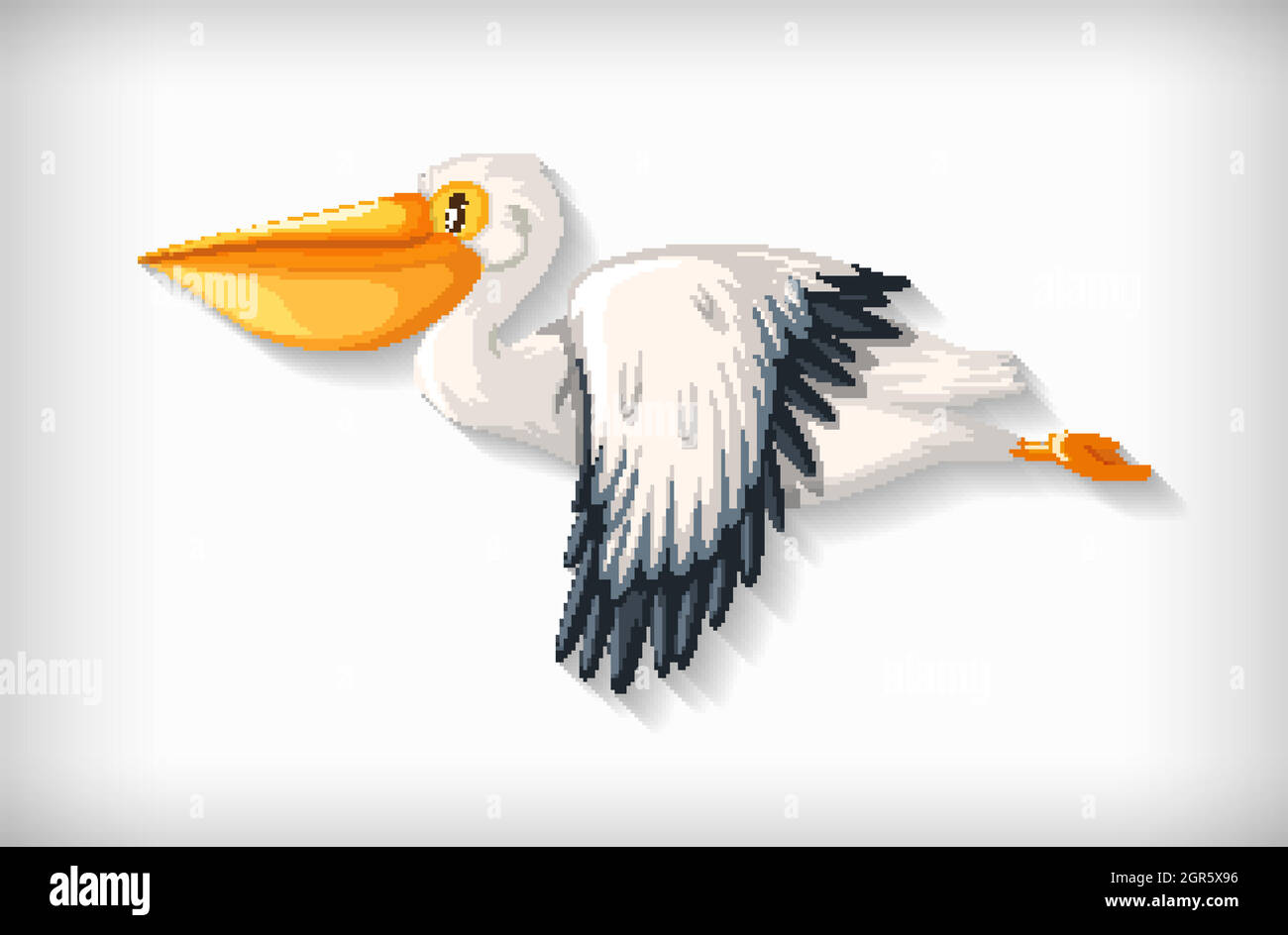 Pelikanvögel fliegen auf weißem Hintergrund Stock Vektor