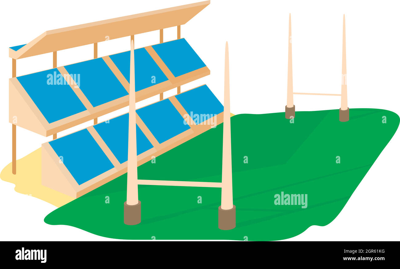 Rugby Stadion Symbol, Cartoon Stil Stock Vektor