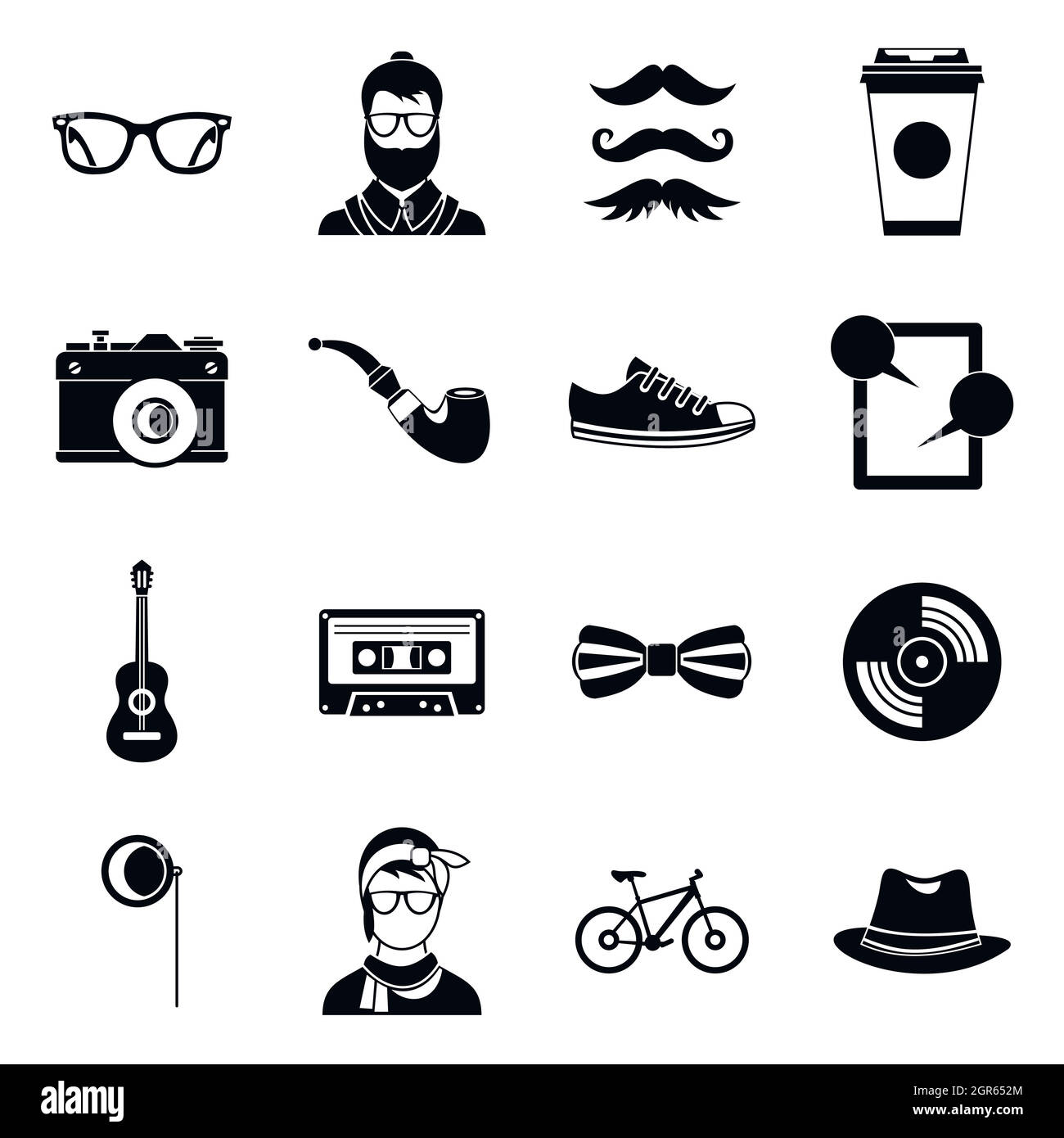 Hipster Icons Set, einfachen Stil Stock Vektor