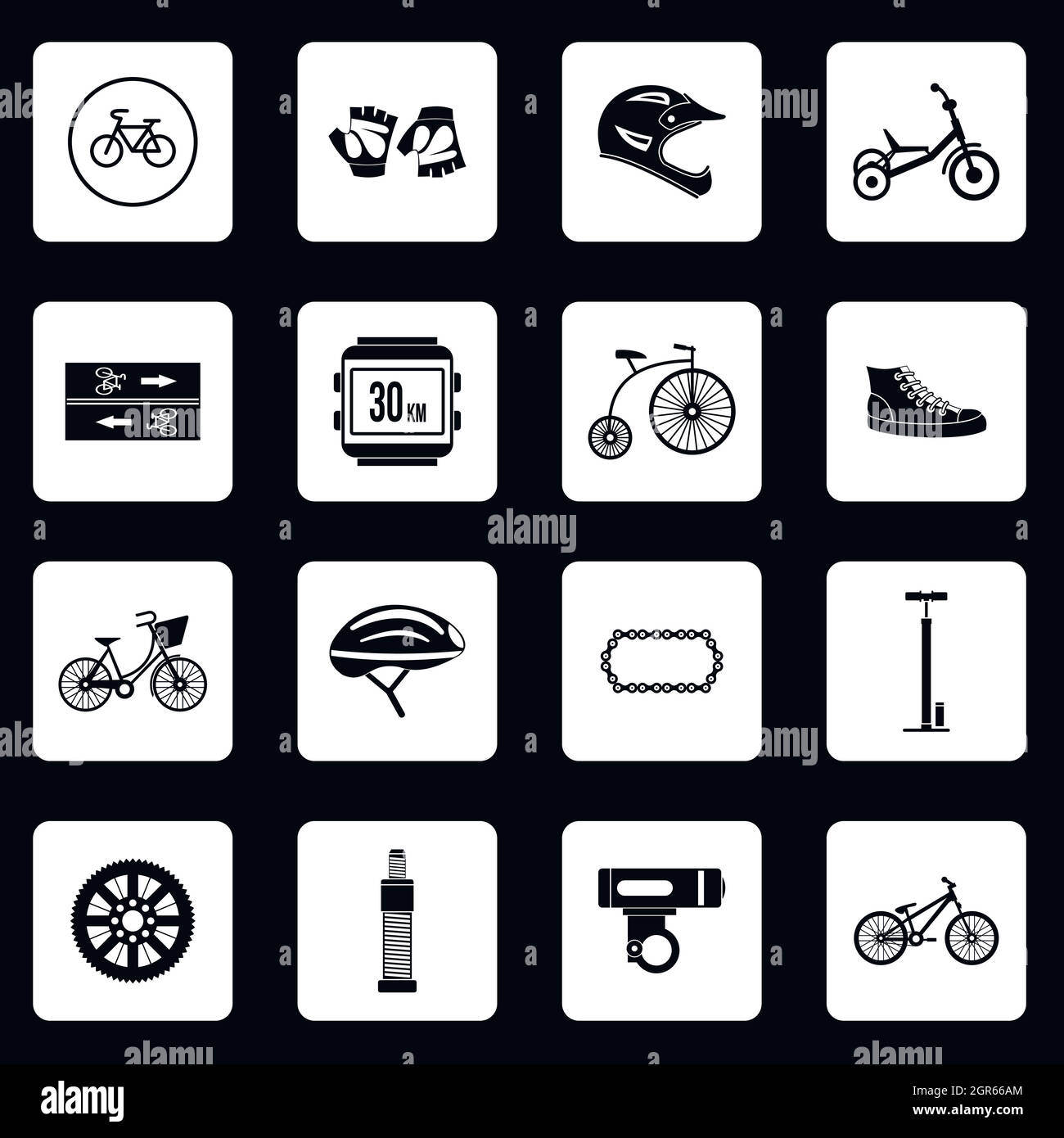 Radfahren Icons Set, einfachen Stil Stock Vektor