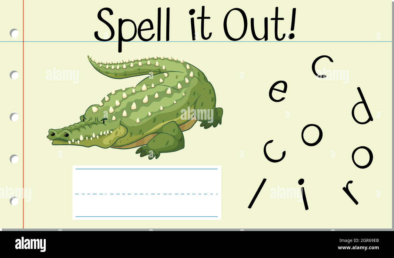 Buchstabieren Sie das englische Wort Krokodil Stock Vektor