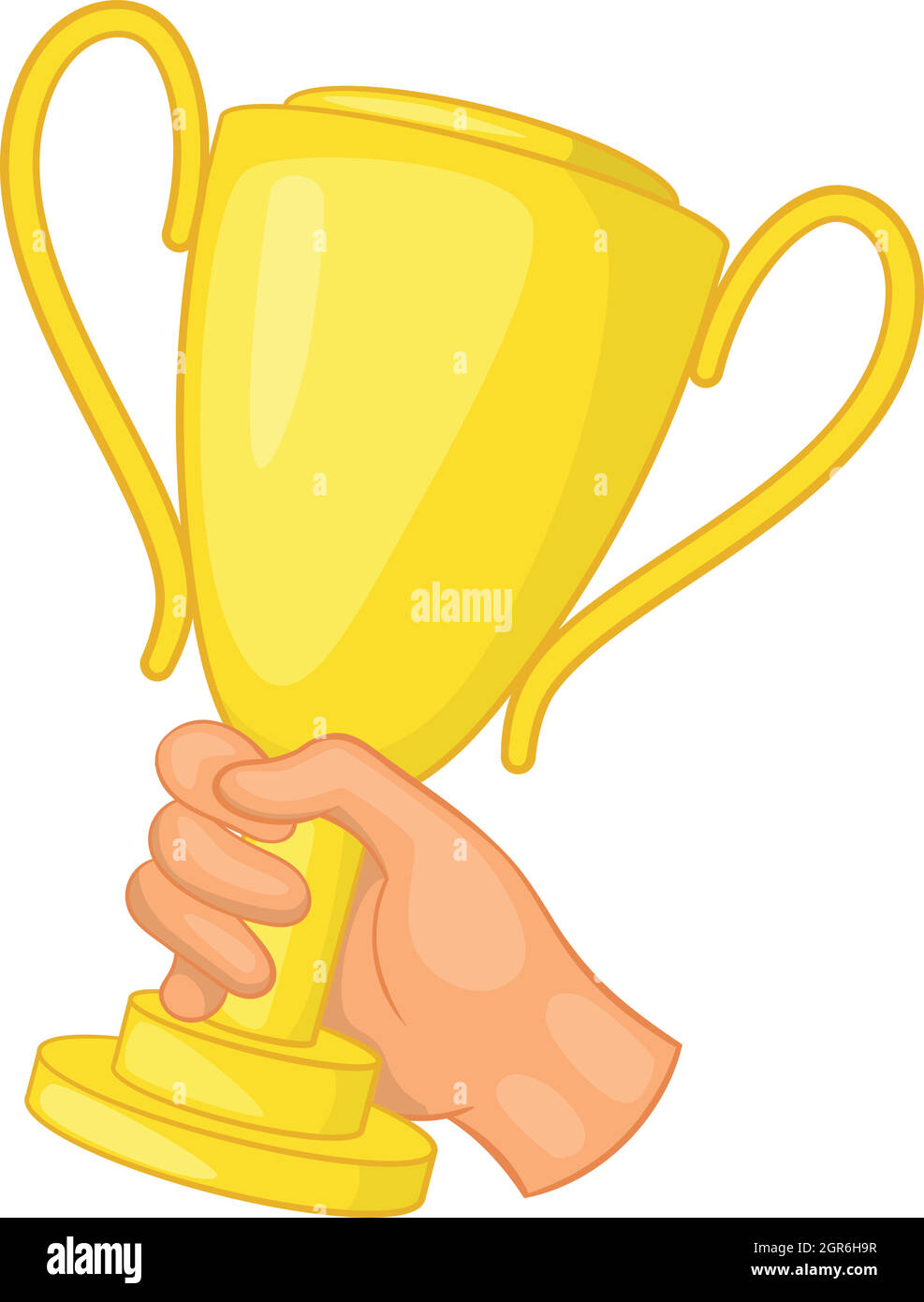 Hand, die gold-Trophäe Pokal-Symbol, Cartoon-Stil Stock Vektor