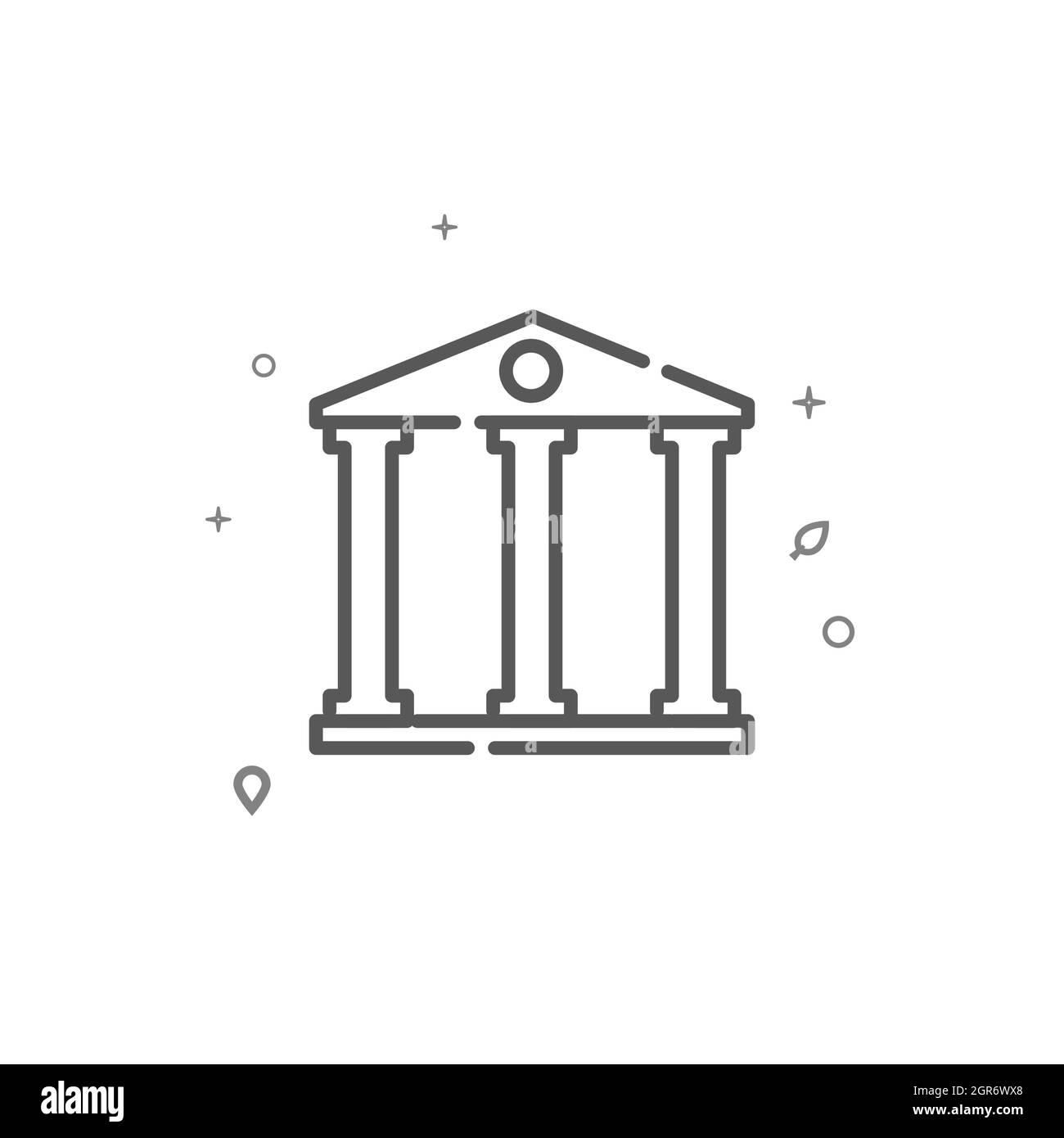 Antiker Tempel, Bank, Gericht einfaches Vektorlinien-Symbol. Gebäudesymbol, Piktogramm, auf weißem Hintergrund isoliertes Schild. Bearbeitbare Kontur. Liniengewicht einstellen Stock Vektor