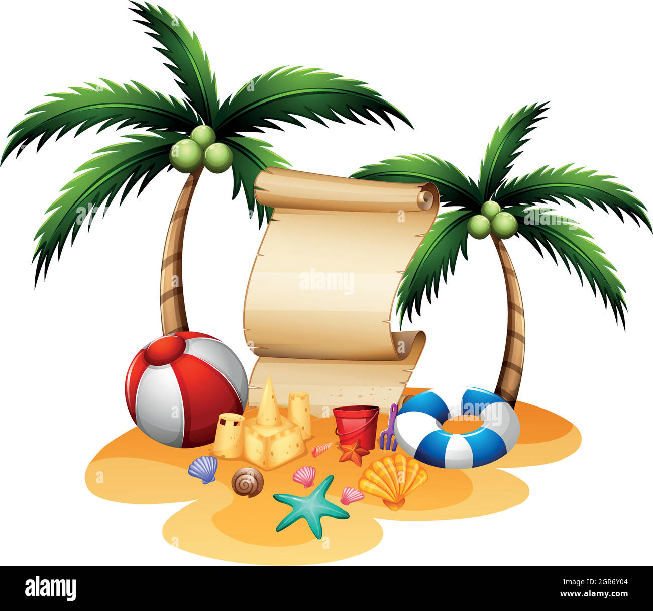 Banner-Vorlage mit Strandartikeln Stock Vektor