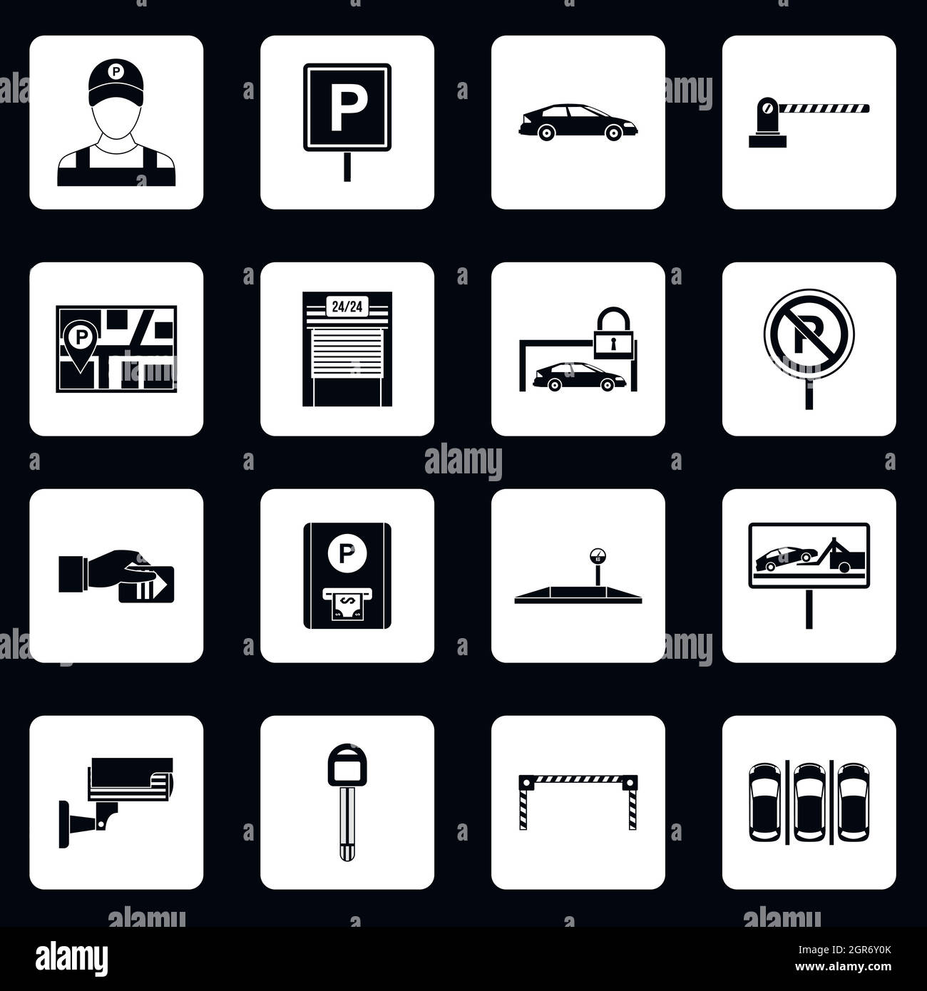 Parkplatz Icons Set, einfachen Stil Stock Vektor
