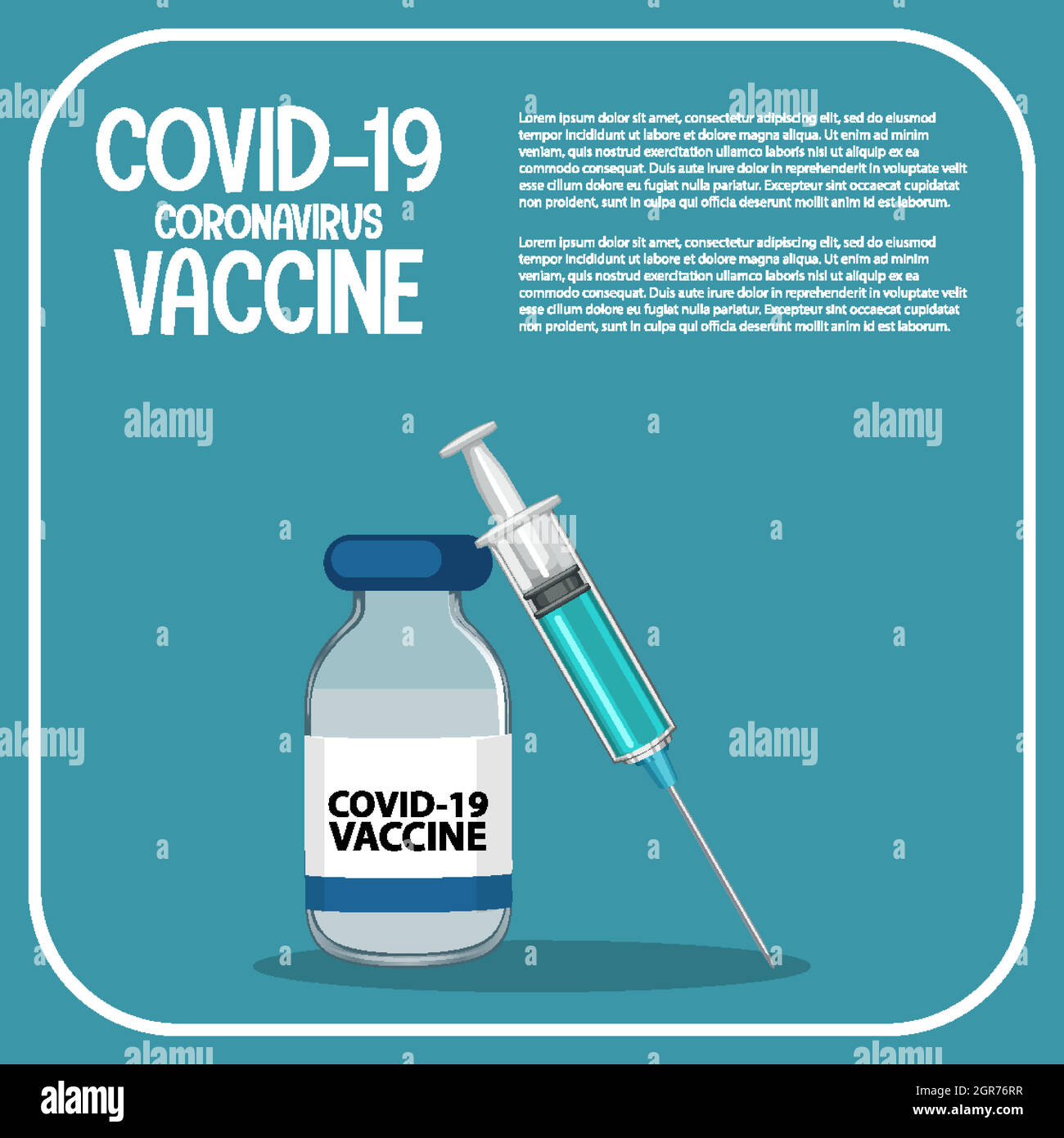 Impfstoffforschung und -Entwicklung für Covid-19- oder Coronavirus-Poster oder -Banner Stock Vektor