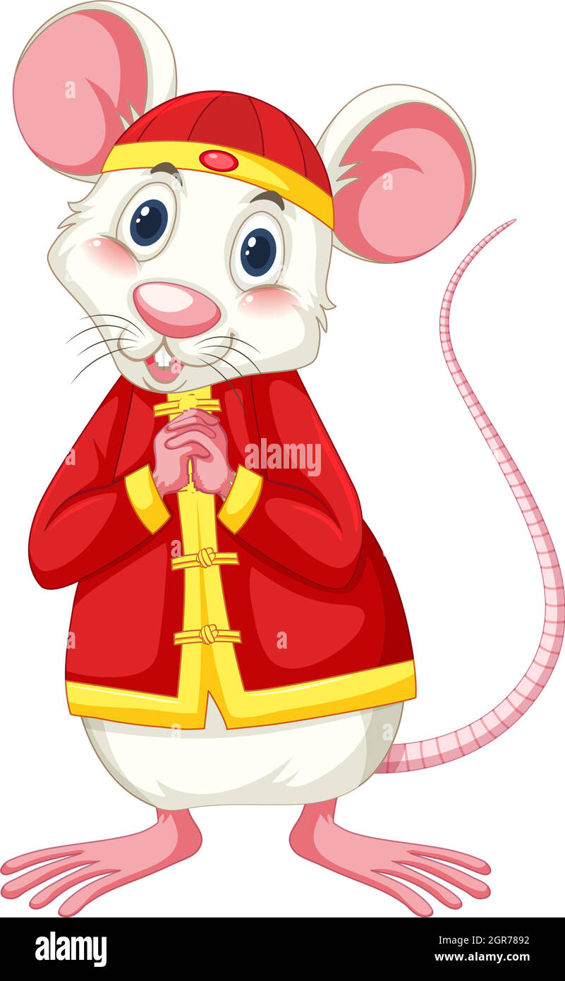 Weiße Ratte in chinesischem Kostüm Stock Vektor