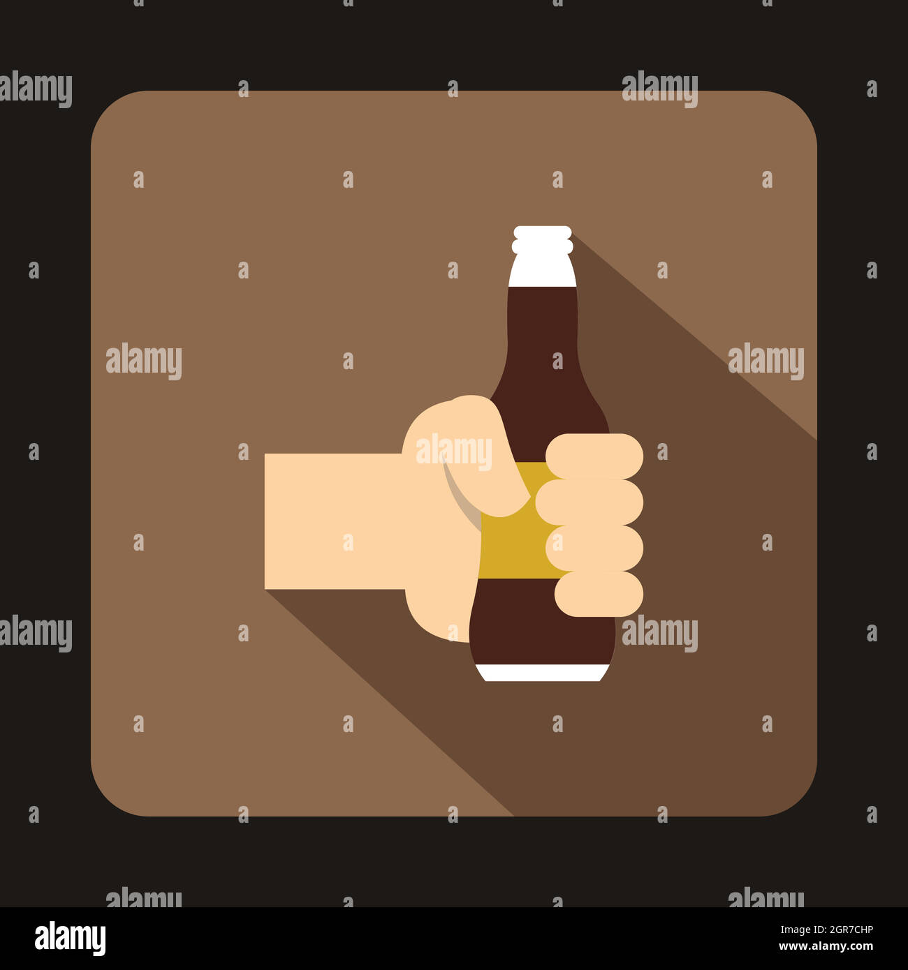 Hand hält Bier Flasche Symbol, flachen Stil Stock Vektor