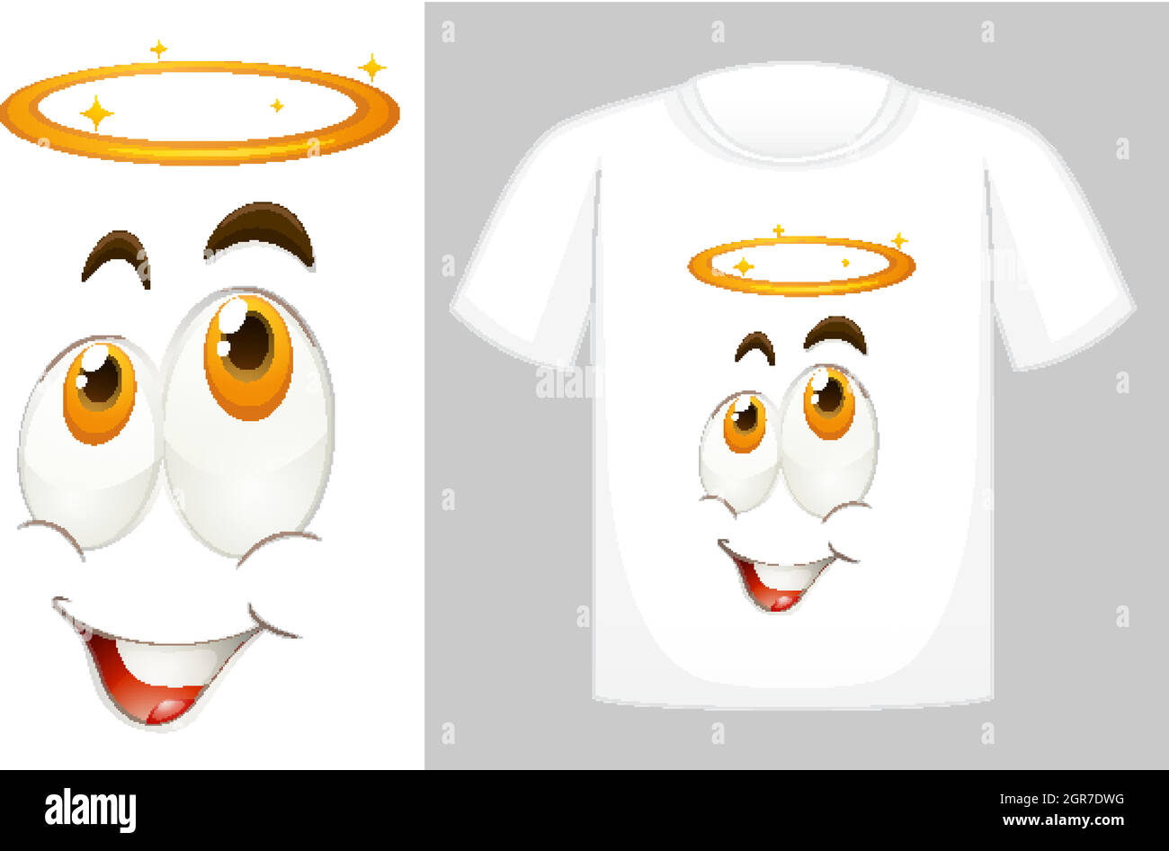 T-Shirt-Dessin mit Grafik vorne Stock Vektor