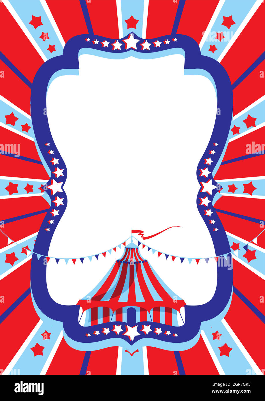 Helle Zirkus-Poster-Vorlage mit Zelt für Zirkus, Fanfair, Karneval oder Life-Events Ankündigung. Für Text platzieren Stock Vektor