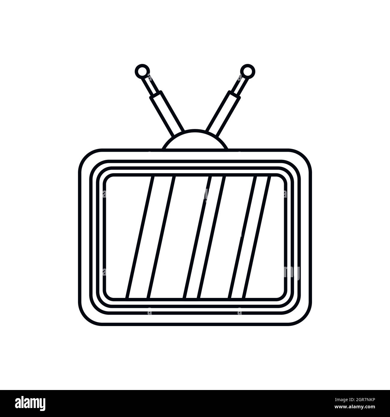 Retro-tv mit hölzernen Fall Symbol skizzieren Stil Stock Vektor