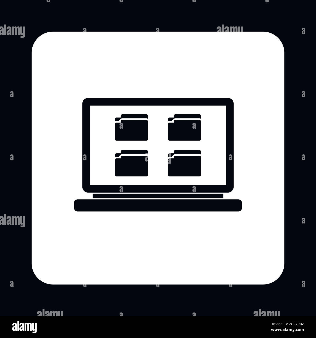 Ordner auf Laptop-Symbol, einfachen Stil Stock Vektor