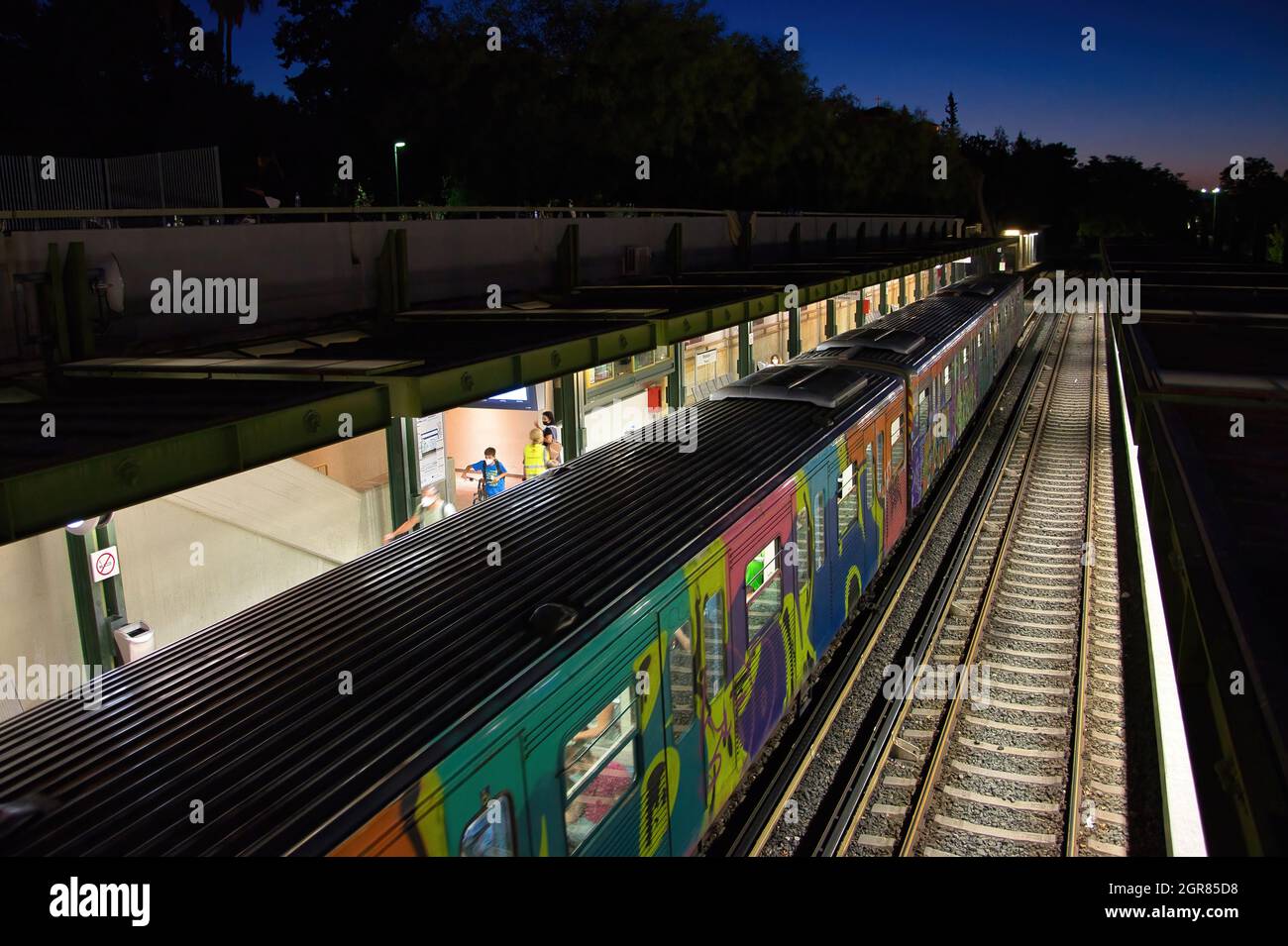 Die Piräus - Kifissia Urban Railway, bekannt als "Electric". So. U-Bahn-Station Thisseio in Athen Stockfoto