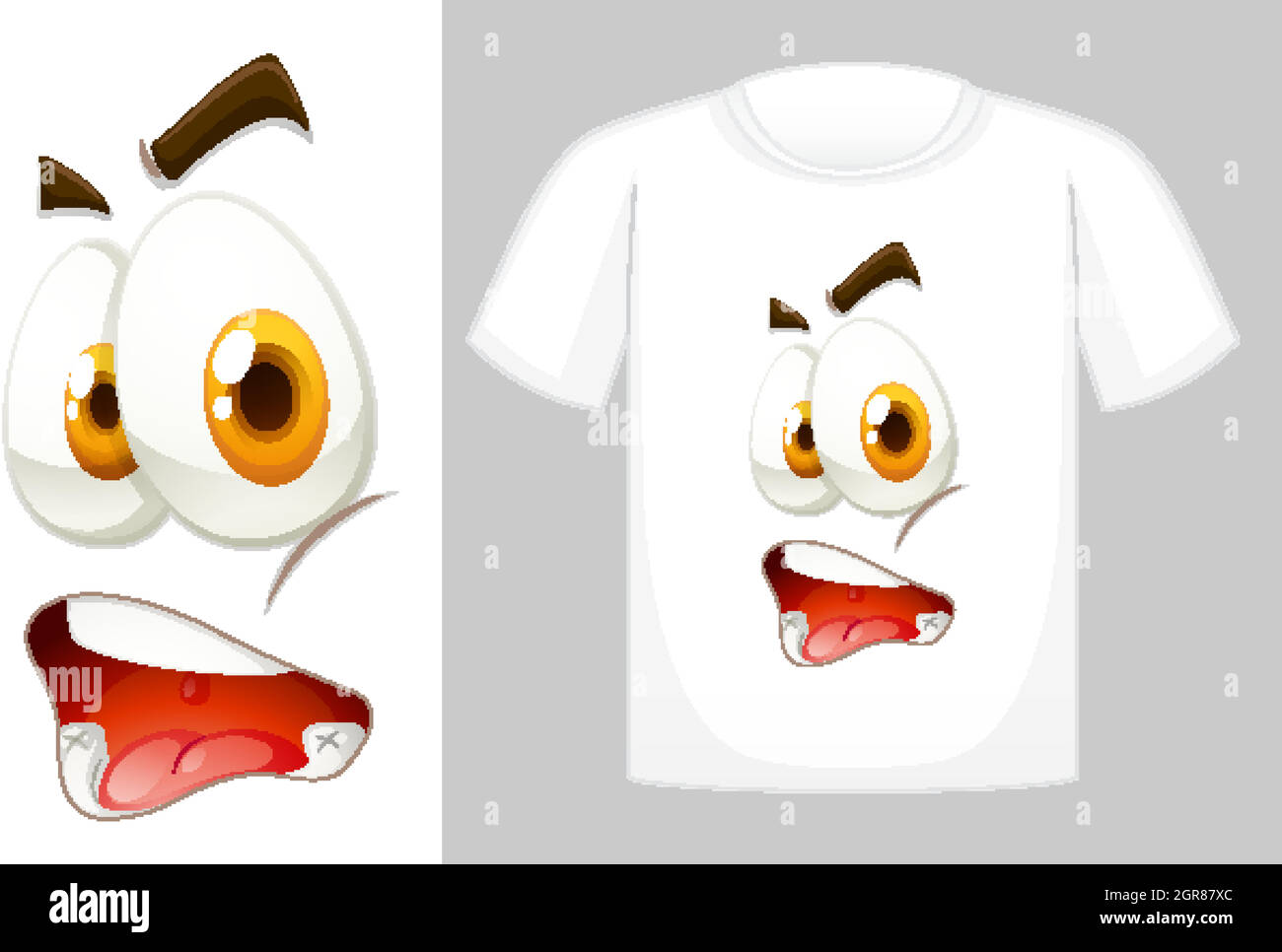 T-Shirt-Dessin mit Grafik vorne Stock Vektor