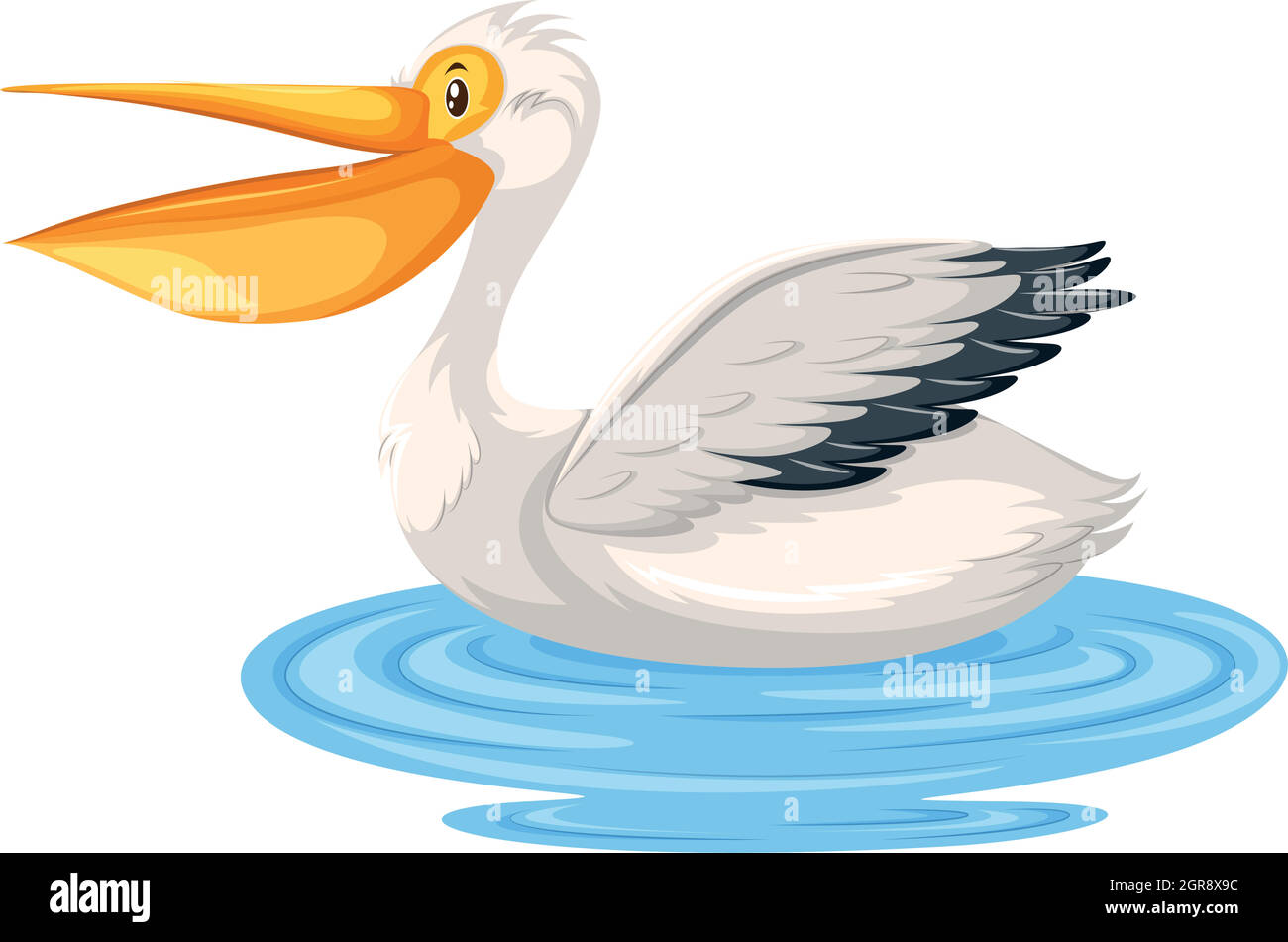 Ein pelikanischer Charakter im Wasser Stock Vektor