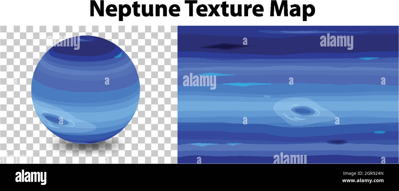 Neptun-Planet auf transparent mit Neptun-Strukturkarte Stock Vektor