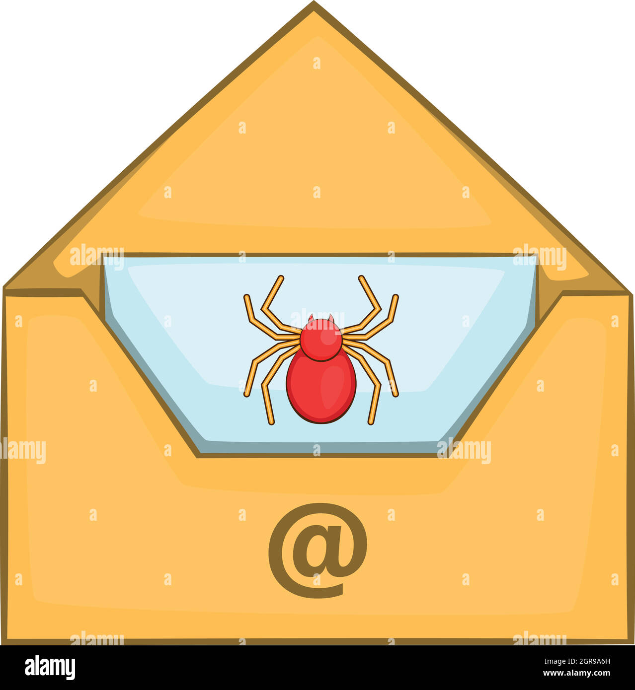 Infizierte e-Mail-Symbol, Cartoon-Stil Stock Vektor