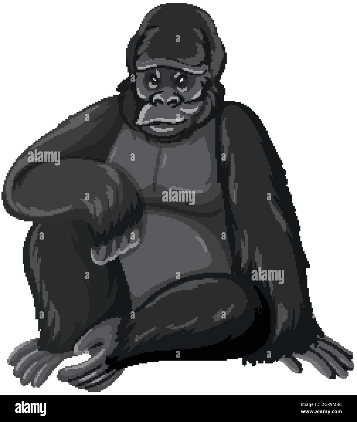 Gorilla wildes Tier auf weißem Hintergrund Stock Vektor