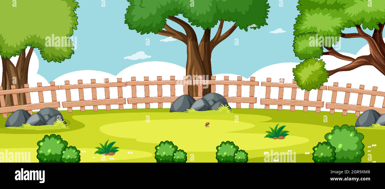 Leere Landschaft in Naturpark-Szene mit einigen Bäumen Stock Vektor