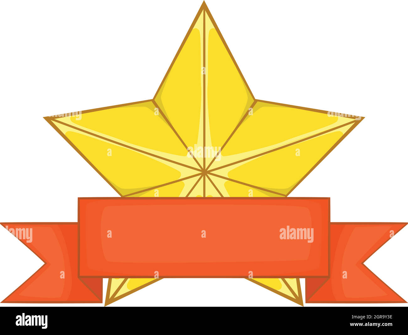 Gold star Award mit Band-Symbol, Cartoon-Stil Stock Vektor