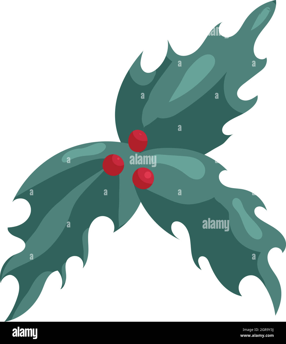 Holly Berry Weihnachten Symbol Symbol, Cartoon-Stil Stock Vektor