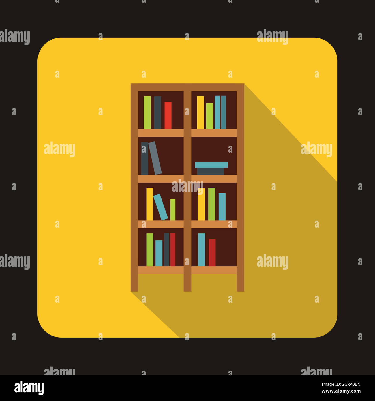 Bücherregal-Symbol im flachen Stil Stock Vektor