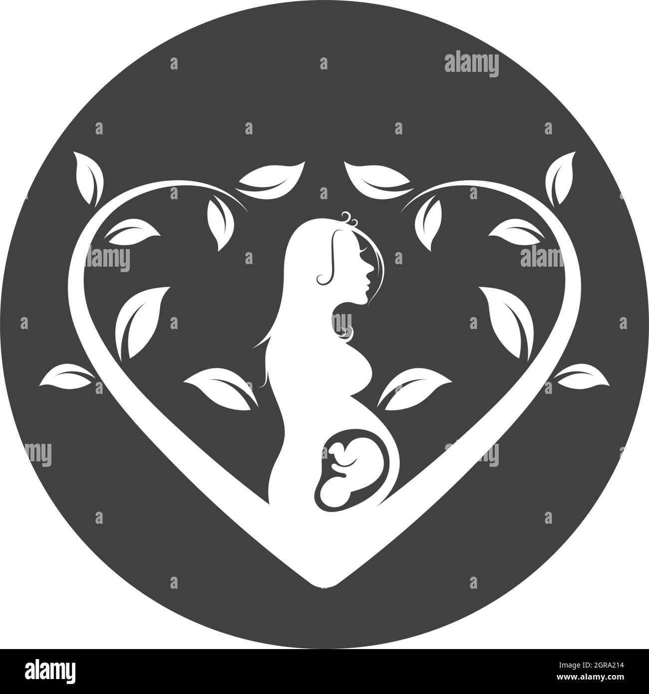 Natur Schönheit Schwangere Frauen mit Blatt-Vektor-Symbol Stock Vektor