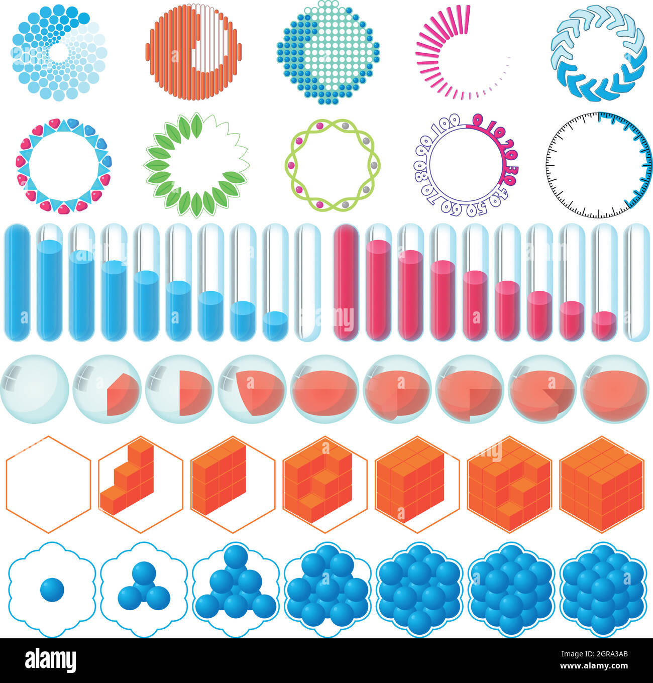Laden Bars und Preloader Symbole festlegen Stock Vektor
