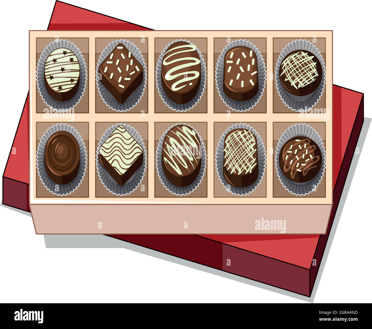 Schachtel Schokolade mit rotem Deckel Stock Vektor