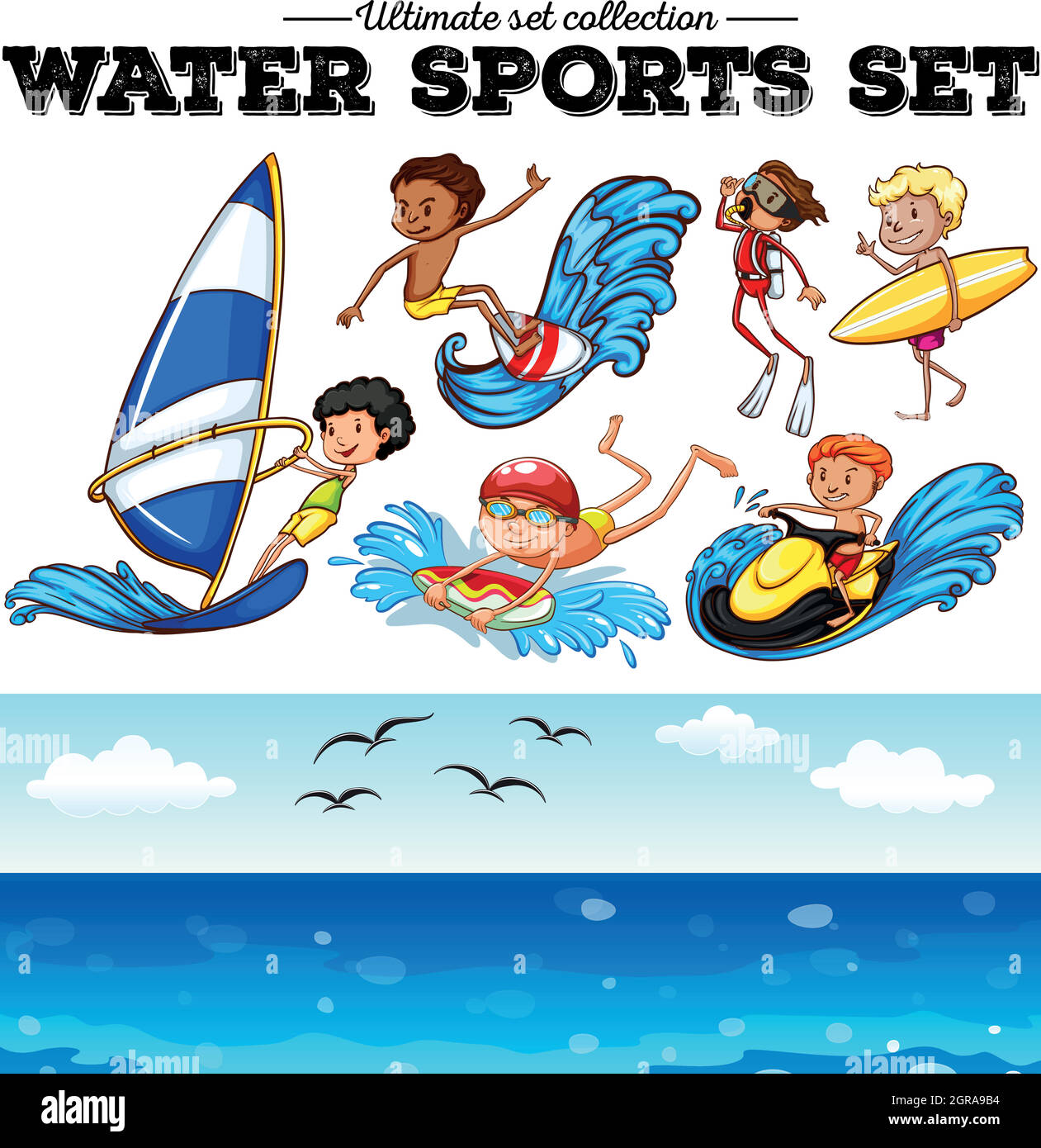 Verschiedene Arten von Wassersport Stock Vektor