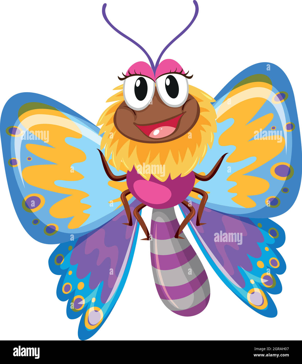 Niedlicher Schmetterling mit bunten Flügeln Stock Vektor