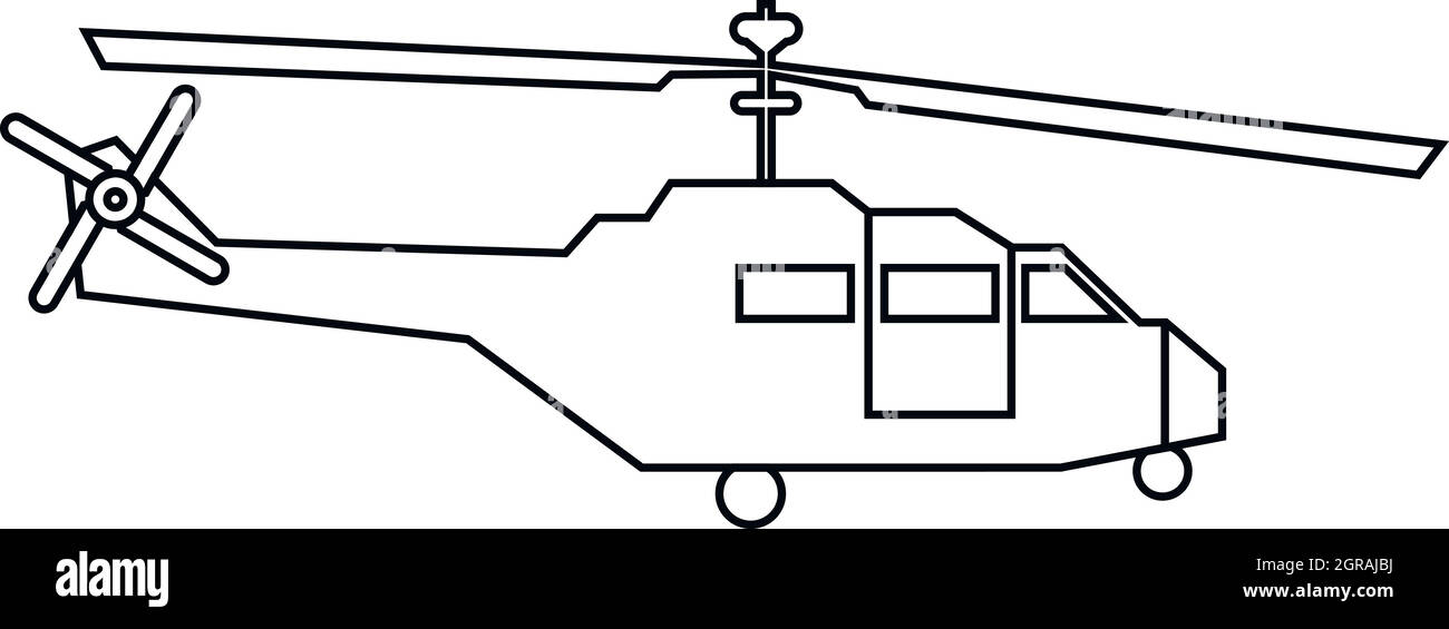 Militärhubschrauber Symbol, Umriss-Stil Stock Vektor