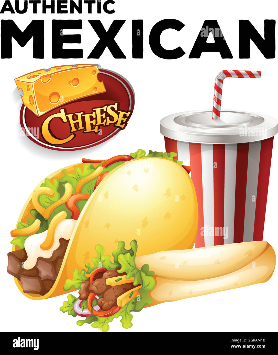 Auf dem Plakat steht authentisches mexikonischem Essen Stock Vektor