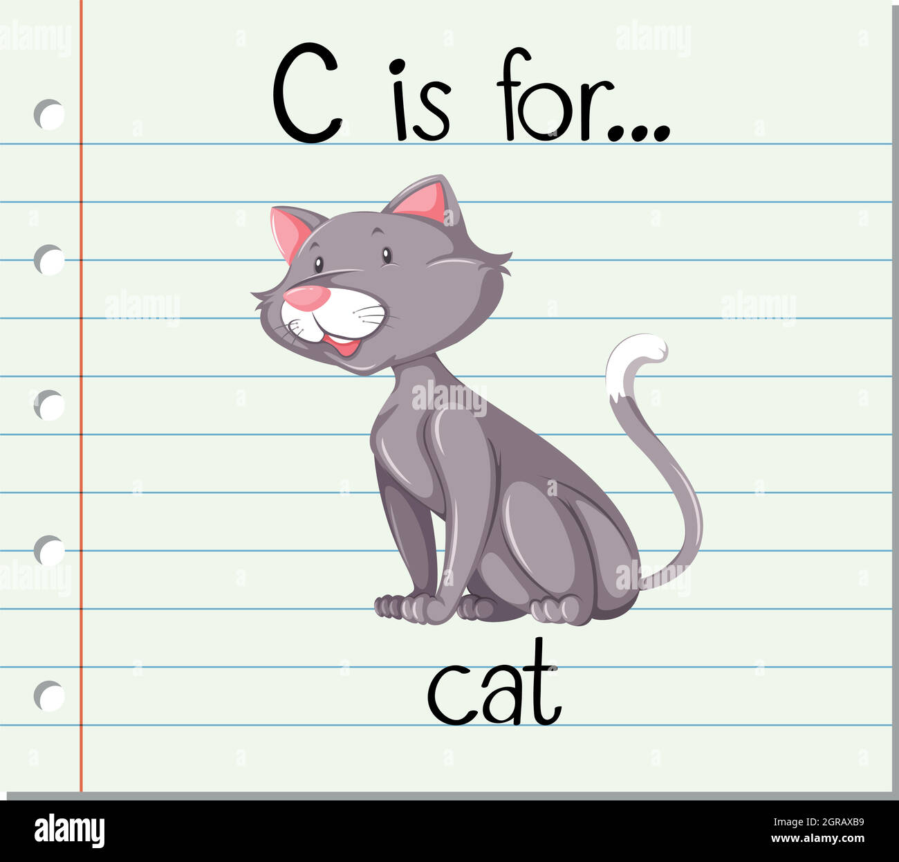 Der Buchstabe C der Flashcard ist für die Katze Stock Vektor