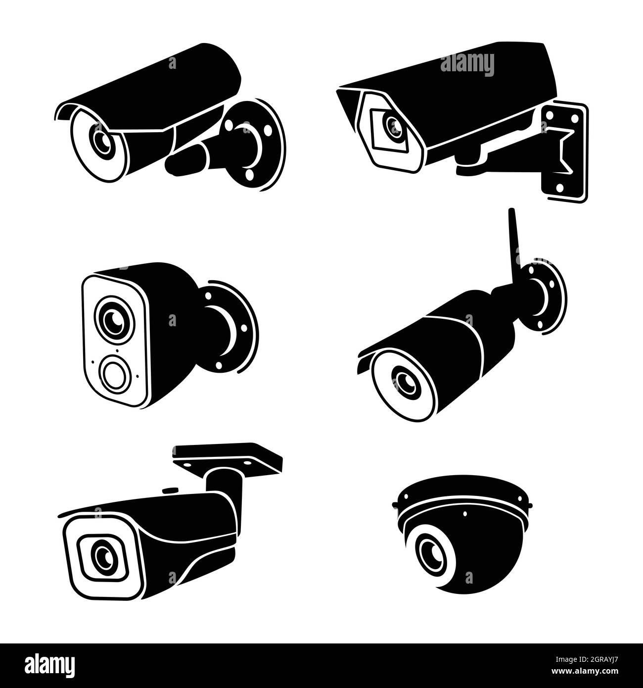 CCTV-Kamera-Symbol für Beobachtung eingestellt. Überwachungskamera. Vektorgrafik Stock Vektor