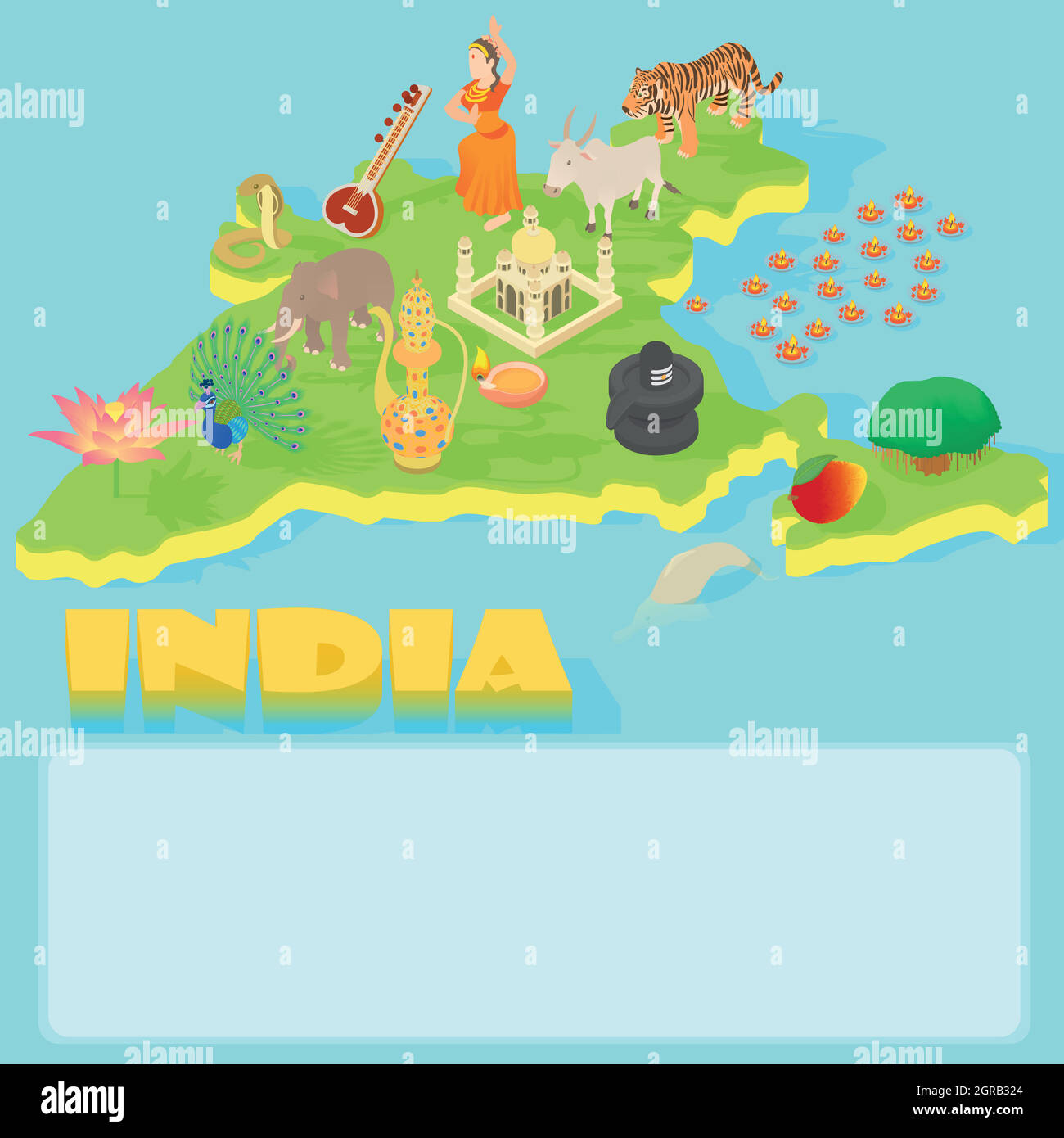 Indien-Karte, Cartoon-Stil Stock Vektor