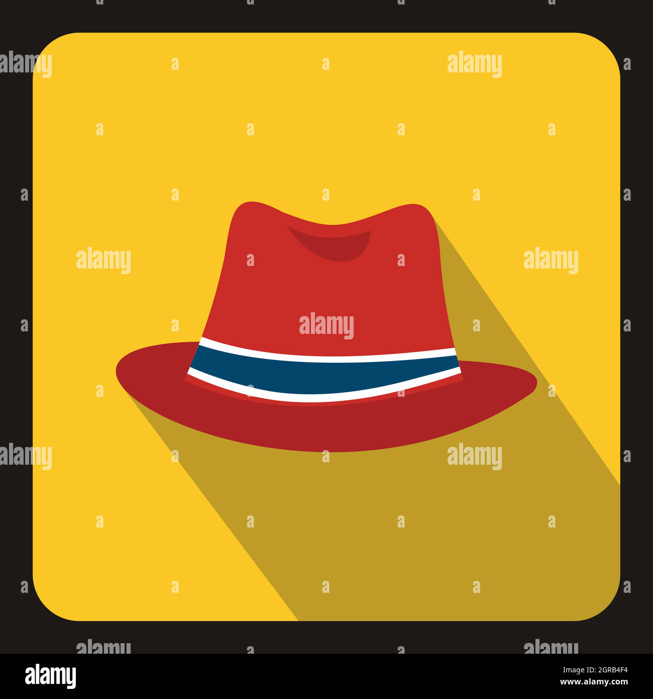Roter Hut-Symbol im flachen Stil Stock Vektor