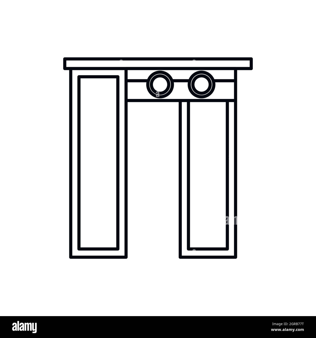 Sicherheitsschleusen mit Metalldetektor-Symbol Stock Vektor