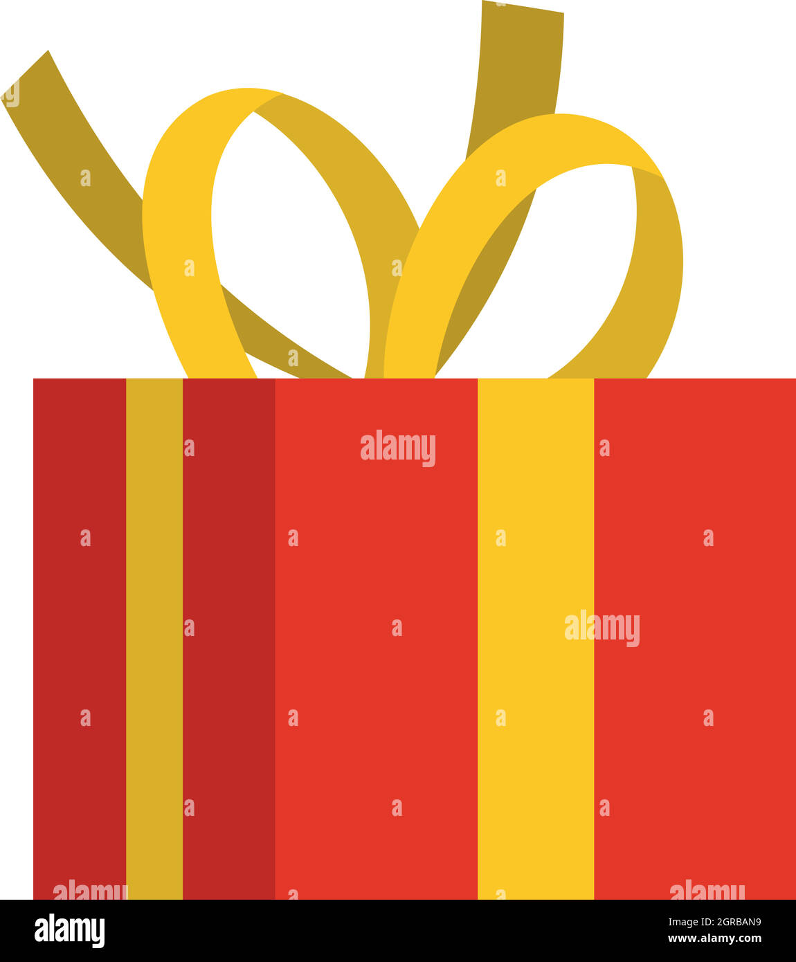 Weihnachts-Box mit gelben Bogen-Symbol, flachen Stil Stock Vektor