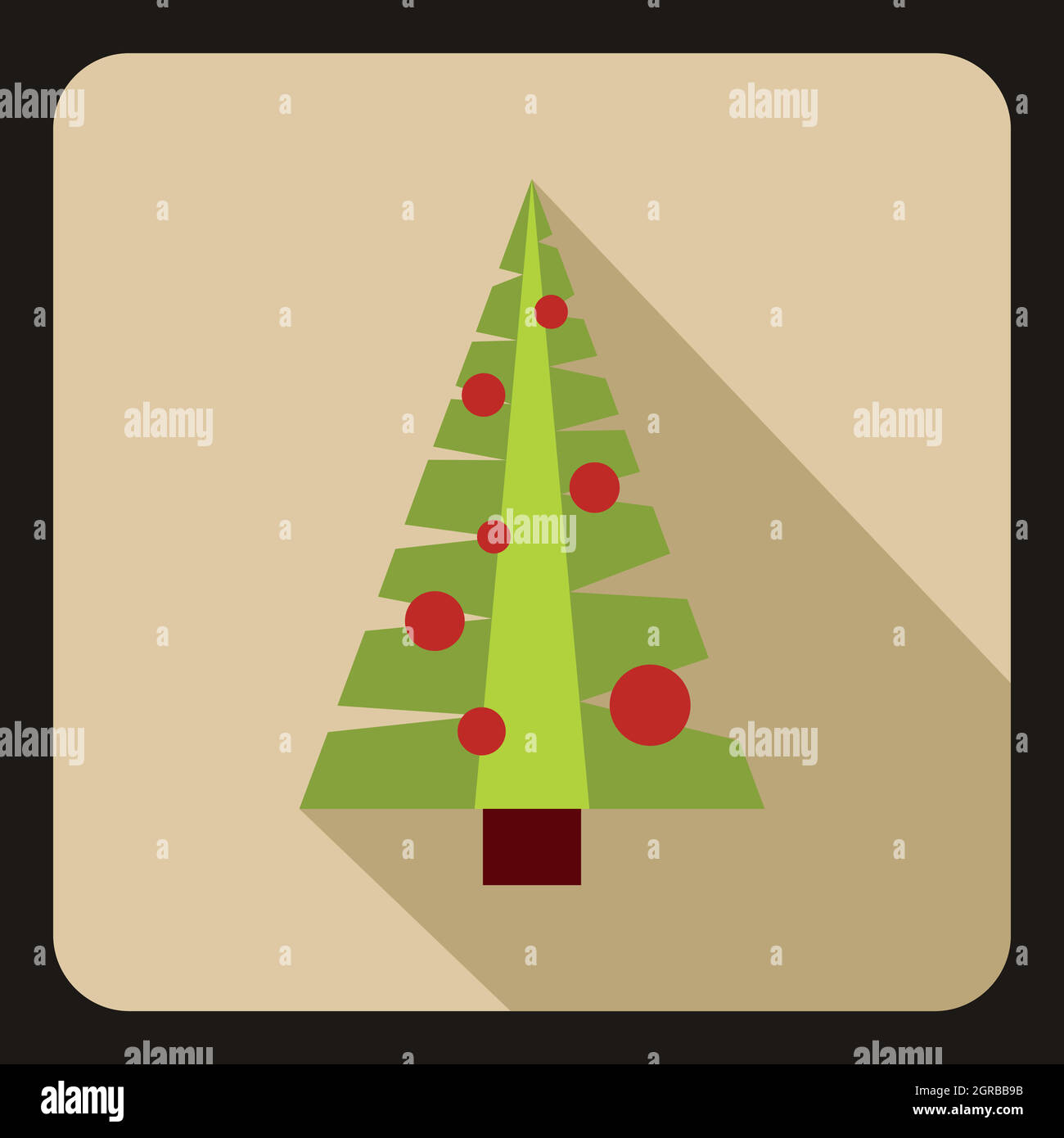 Weihnachtsbaum mit Spielzeug-Symbol, flachen Stil Stock Vektor