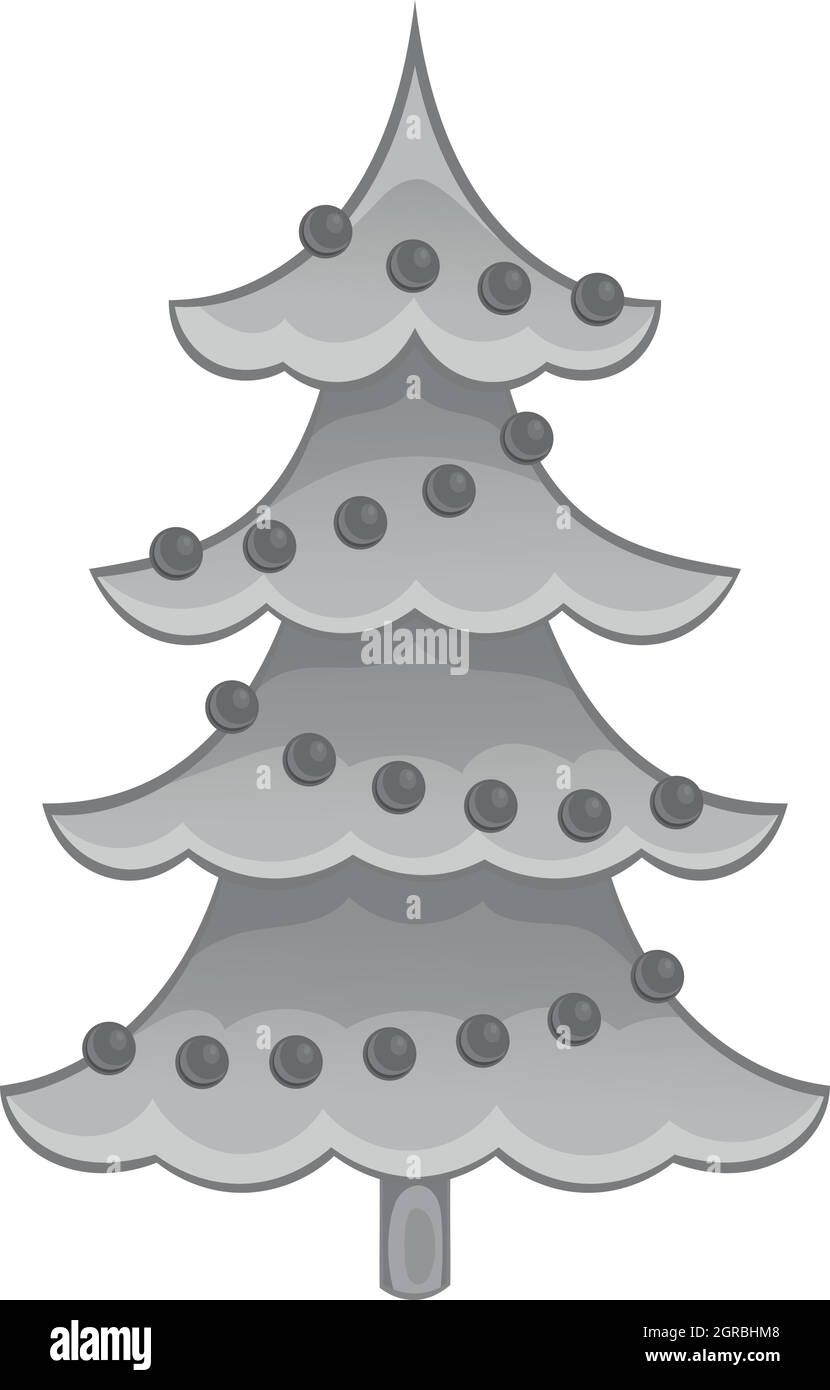 Weihnachtsbaum mit Spielzeug-Symbol, monochromen Stil Stock Vektor