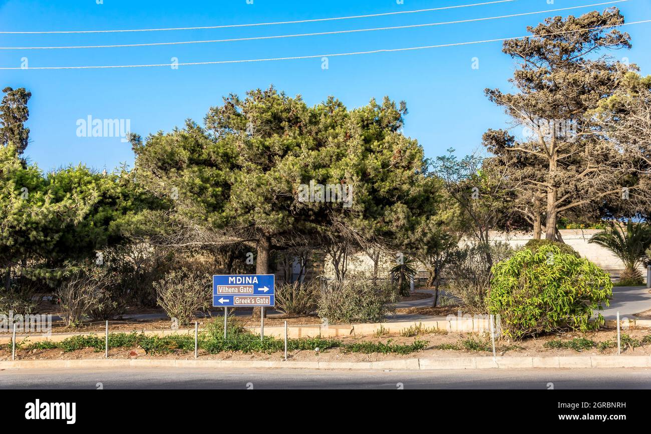Beliebte Howard Gardens in Rabat, gleich außerhalb der mittelalterlichen Stadt Mdina, Malta. Stockfoto