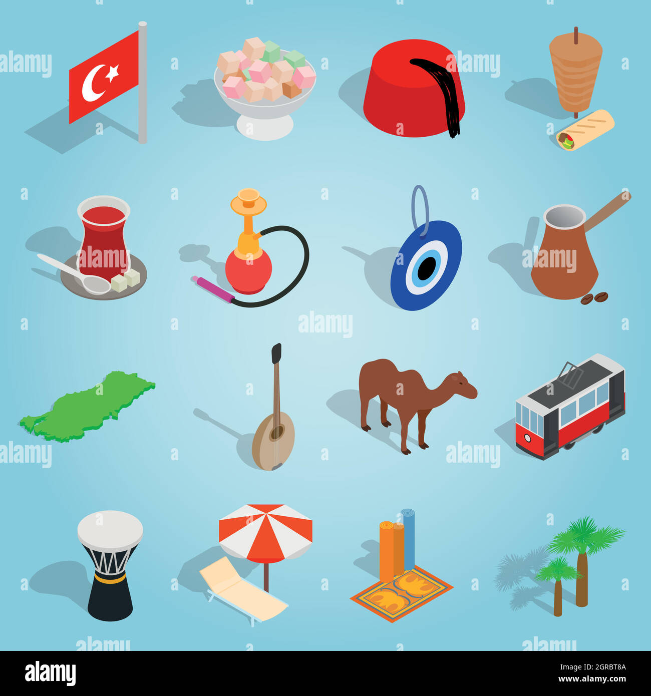 Land der Türkei stellen Icons, isometrischen 3d Stil Stock Vektor