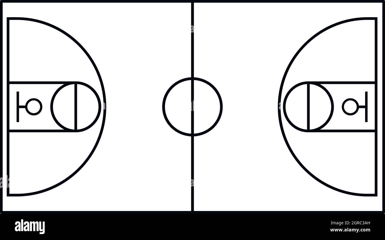Basketball-Feld Symbol, Umriss-Stil Stock Vektor