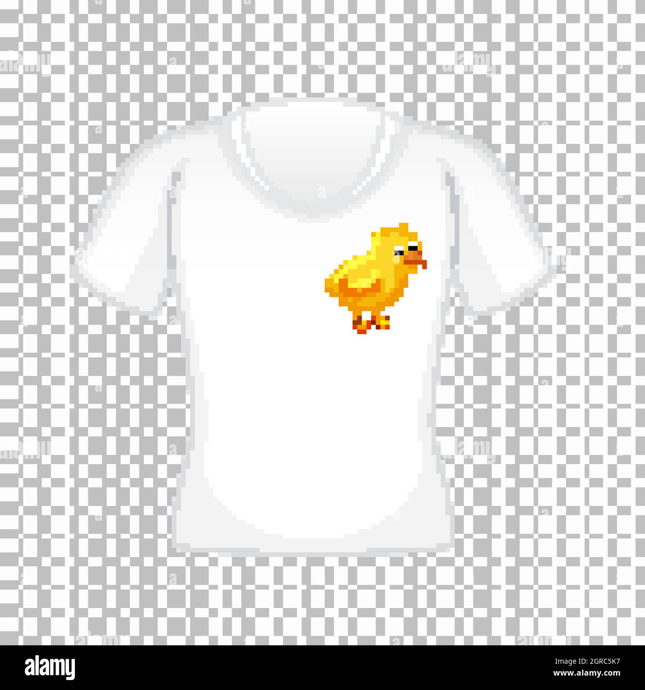 T-Shirt-Design mit Grafik von gelbem Küken vorne Stock Vektor