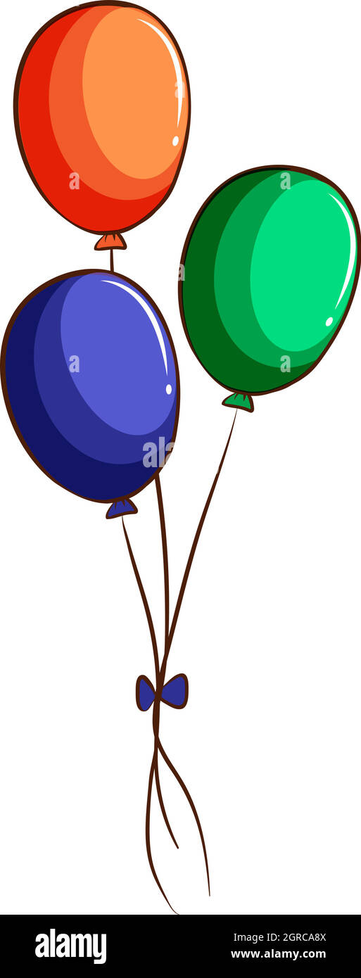 Eine Zeichnung von drei bunten Ballons Stock Vektor